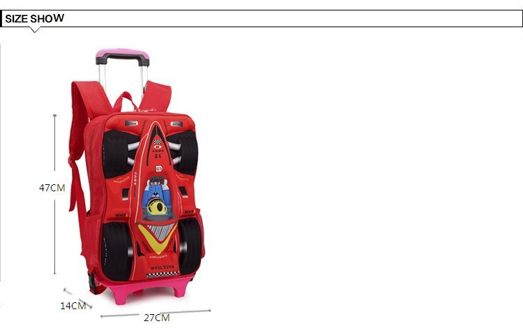 Children\\\'s-cartoon-car-stereo-rod-rolling-suitcase-luggage-bag-children-3D-trolley-school-bags-3