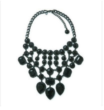 high quality 2014 new fashion jewelry Black Leaf Pendant & Necklace resin stone drop choker statement necklace women length 45cm