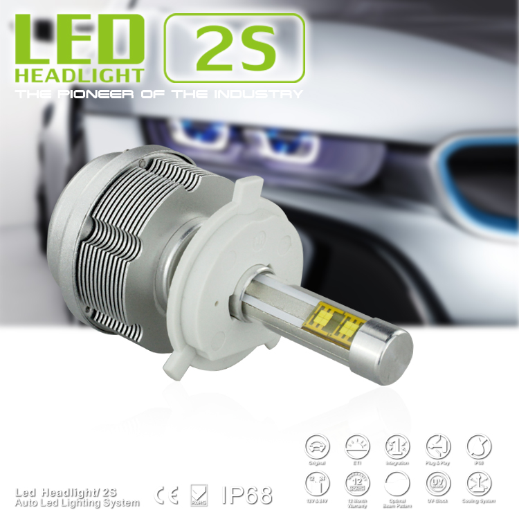 LED Auto Automobile Head Lamp Bulb H4 30W 6000K 3600LM Red Copper Heat Dissipation