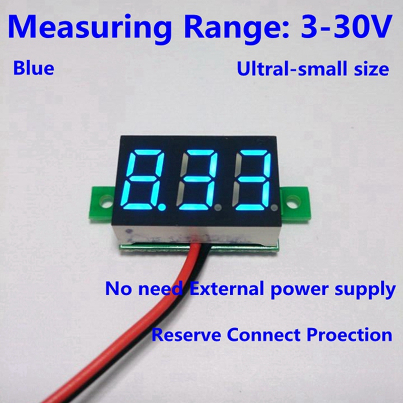 DC 3-30V car digital volt voltage panel meter gauge auto voltmeter for battery monitor with Blue led Display