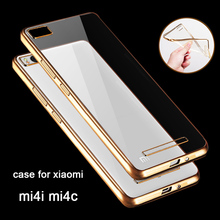 mi 4i 4c clear pink Gold back cover case for xiaomi mi4i mi4c original armor transparent soft tpu cell phone battery cover cases