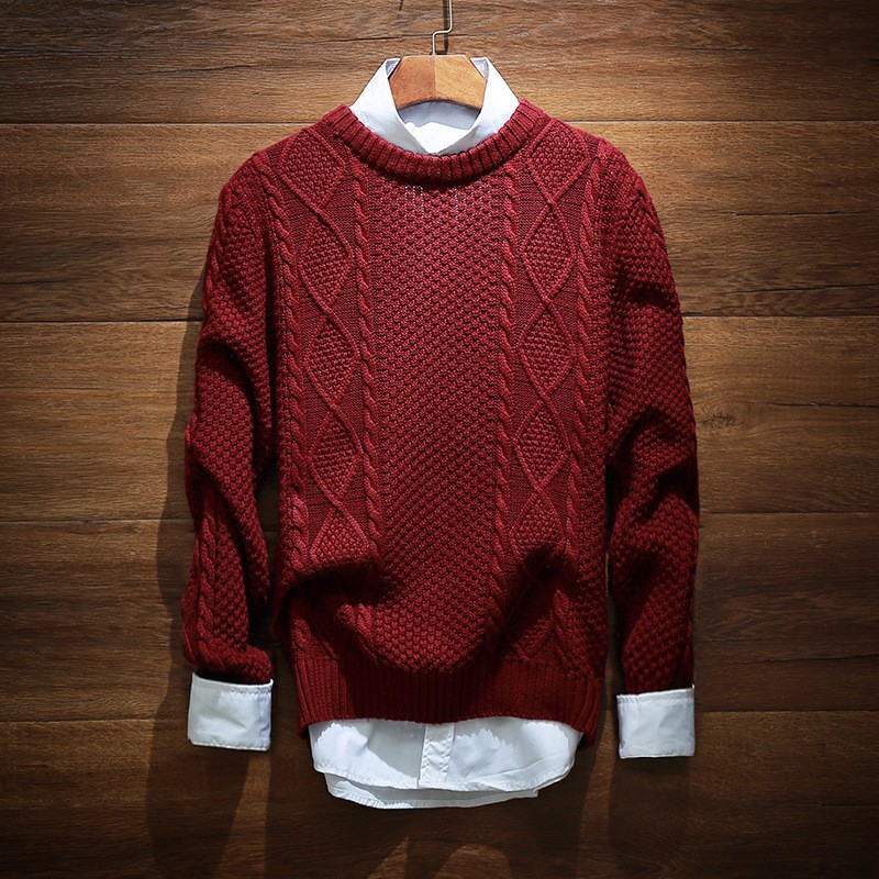 Autumn-New-Solid-Pullover-Hedging-Mens-Sweater-Korean-Polo-Sweater-Men-Slim-Cotton-Round-Neck-Men