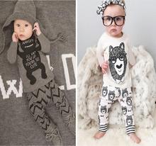 2016 Summer Baby Boy Clothes Cotton Fox Shirts + Cross Pants 2 Pcs Sets For Toddler Baby Outfits Newborn Clothing Sets
