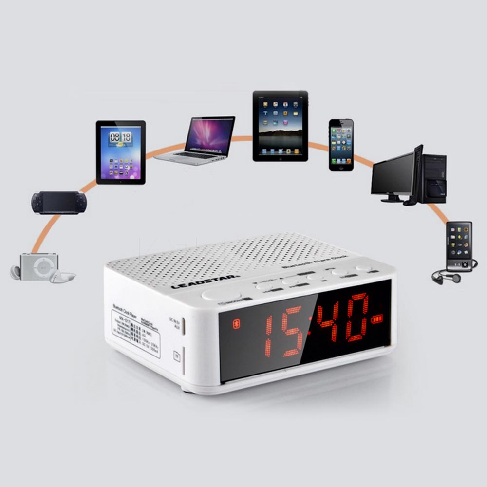 2016 Protable Wireless Mini Bluetooth Alarm Clock Speaker LED Screen Time Display Cell Phone FM Radio TF Card USB Reader Hot
