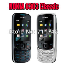 original Nokia 6303 classic cell phones unlocked nokia 6303c mobile phones bluetooth mp3 player  Free Shipping