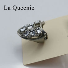 Punk Rock rhinestone Gold Sliver Imitation Diamond globoidal ring finger ring for women sale bague ruby