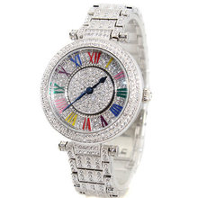 women lady full diamond quartz watch
