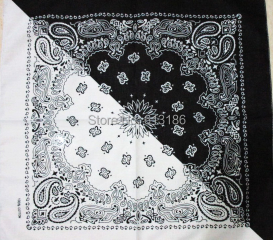 2015 наполовину черный и белый цвет пейсли банданы бандана головные уборы / волос группа шарф шеи ремень для запястья группа headties для женщины / мужская