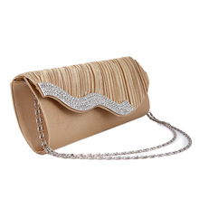 Diamond Lady Clutch Dinner Bags Party Elgant Cellphone Clutches Women Purse Chain Shoulder Bags Satin Silver Clutch Evening Bag