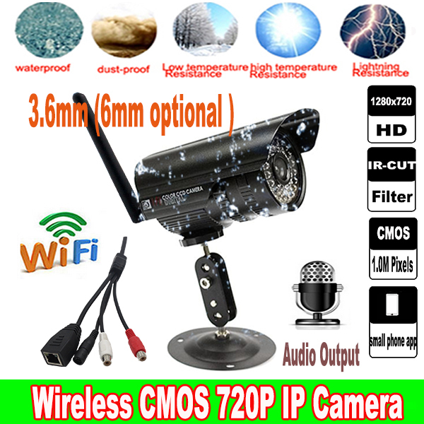 Гаджет  Wireless 720p 1MP onvif wifi audio outdoor home security IR p2p 3.6mm lens IP camera Audio output 1280*720P None Безопасность и защита