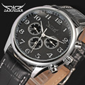 Jargar Automatic fashion dress watch silver color with black leather band free shipping JAG6458M3S2