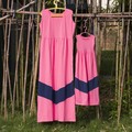 mother daughter mommy and me Tank Top matching Chevron Dress Summer Elegant Patchwork Pillowcase party Girls