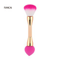 RANCAI 1pcs 2 in 1 Double Head Blusher Brushes Sponge Puff Beauty Powder Foundation Blending Brush
