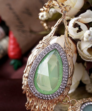 Fashion Major Suit Green Water Drops Gems Banquet Jewlery Women Asymmetric Necklace Factory Wholesale