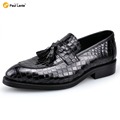 New Wedding Dress Men s Casual Crocodile Genuine Leather Brogue Moccasins Fulll Brogue Pointed Toe Fashion
