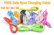Braided Wire Micro USB Cable 1M 3ft Sync Nylon Woven V8 Charger Cords for Samsung Galaxy S3 S4 I9500 Blackberry