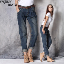 Boyfriend Jeans For Women 2015 Hot Sale Freeshipping Casual Mid Loose Vintage Denim Harem Pants Plus Size Woman Jeans B528