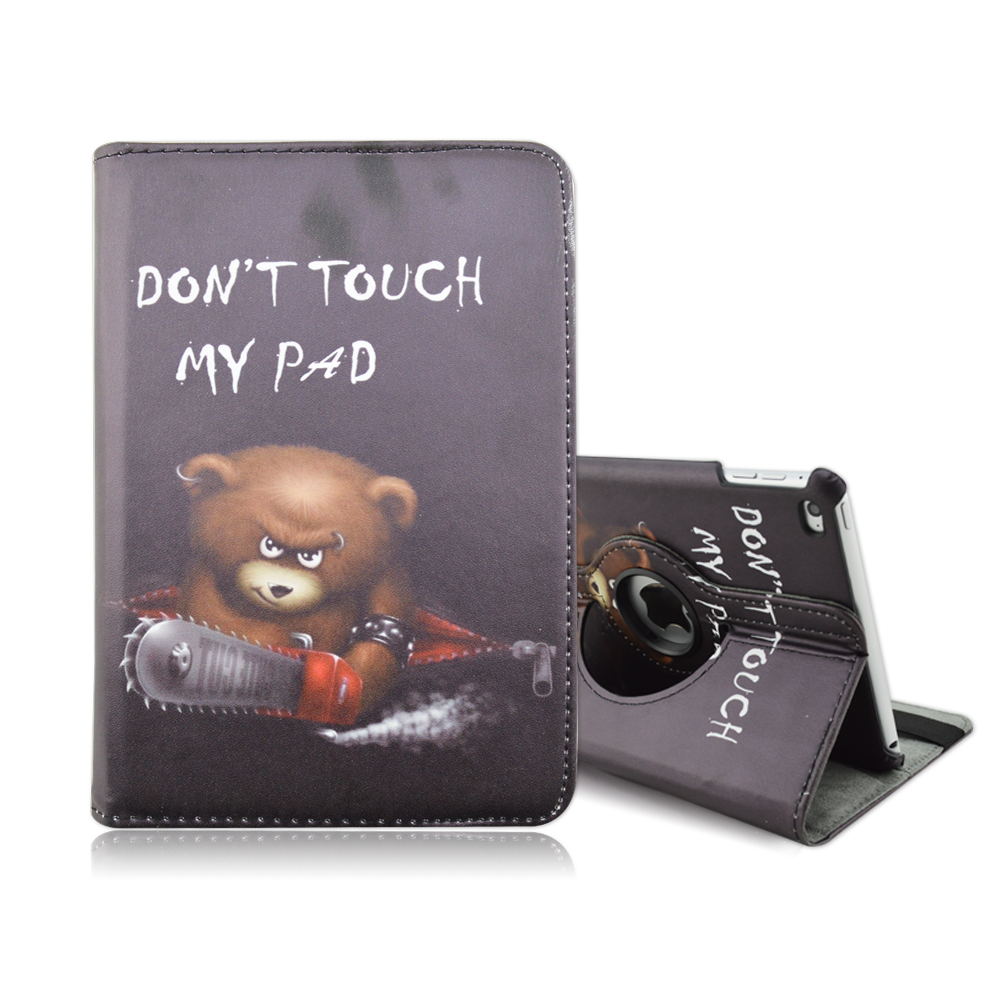 Don't Touch My Pad Warning 360 Degree Rotating Design Folio Stand PU