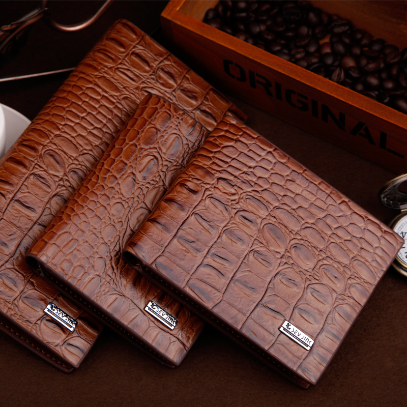 Long men leather wallet short horizontal crocodile business hand bag new tide male Korean students Wallet