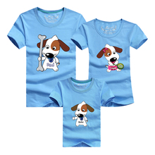 1 pc Dog 95% Cotton Red Blue Family Couple T Shirt Cartoon Women Men Plus Size Kid Summer Short Sleeves Good Quality T-Shirts