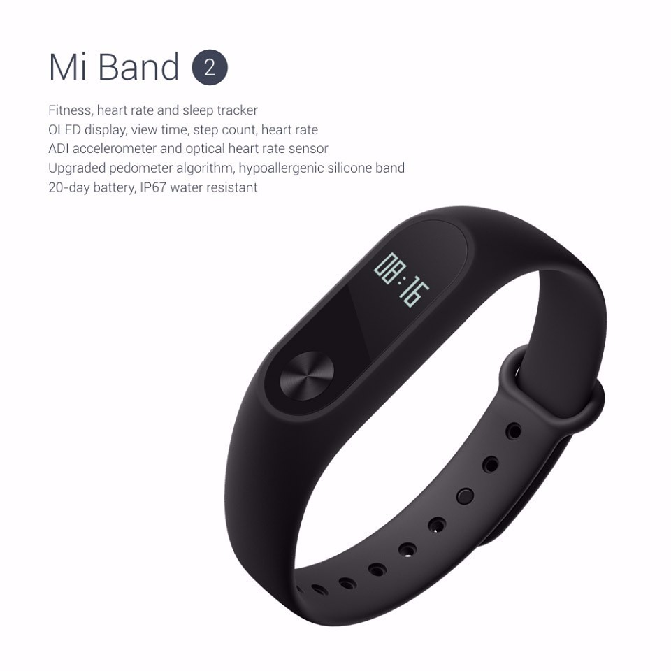 Xiaomi Mi Band 2 Miband Wistband Bracelet with Smart Heart Rate Fitness Touchpad OLED Screen (1)