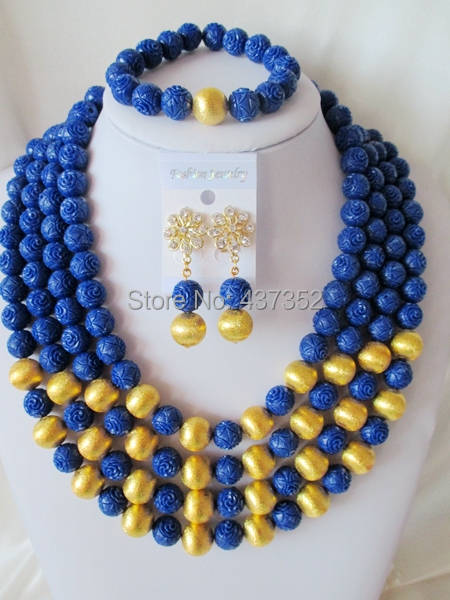 Navy Blue Lovely Party Jewelry set Nigerian Wedding African Artificial Coral  Beads Jewelry Set Free Shipping CPS3819