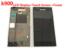  FOR original lenovo k900 lcd display screen frame For Lenovo K900 smartphone Touch Digitizer black