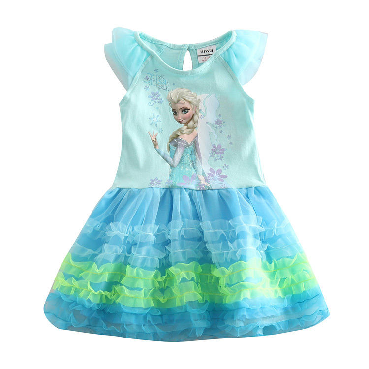 5pcs/lot girl princess elsa dress girl party tutu lace dress toddler dress for girl clothing children kids clothes summer style