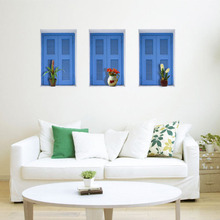 Free Shipping fake windows 3d printer removable wallpaper wall mural sticker decoration art decals vinyl stickers home decor