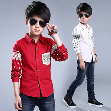 2016 Spring Long Sleeve Kids Boys Shirts Patterns Cotton White Casual Boy Shirt Child 10 Years Boys Blouses Children Clothing