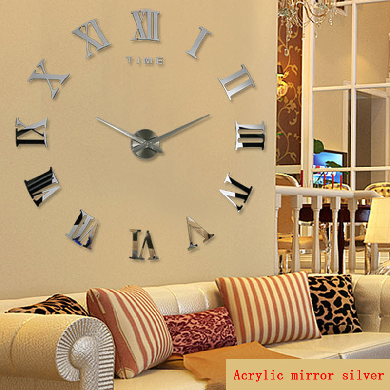 2015 diy 3d Acrylic miroir wall clock sticker watch clocks Quartz Modern reloj de pared home decoration wall clock free shipping