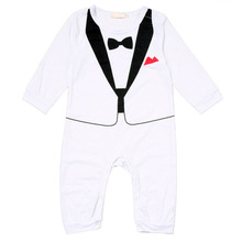 2015 Cotton Long Sleeve Baby Romper Toddler boys Terry Gentlemen Bodysuit Good Quality ASAF