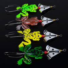 4pcs/lot Rubber Frogs Soft Fishing Lures Bait Set Bass Tackle 9cm_3.54’_6.2g spinner spoon Lures free shipping VC147 P