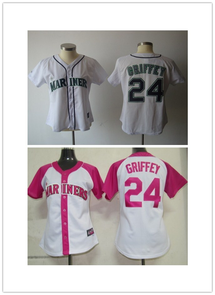 24 Ken Griffey Jr Jersey reds Seattle Mariners Women Baseball Jerseys