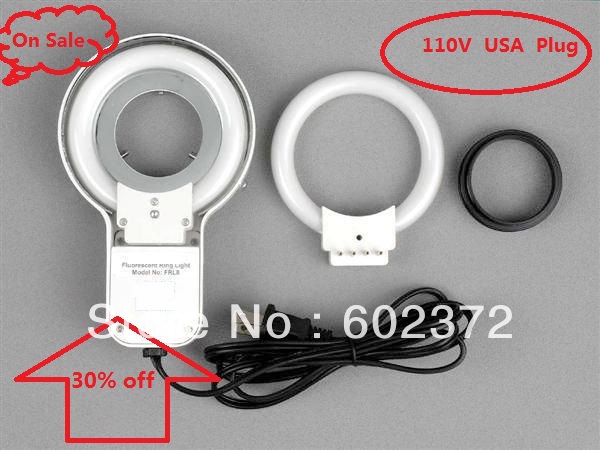 Free shipping !  30% off   Microscope Illumination  8w Circular  Light With One pcs Spare Lampe  110 V