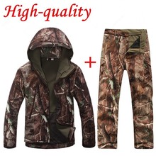 TAD Gear Tactical Softshell Camouflage Outdoors Jacket Set Men Army Sport Waterproof Hunting Clothes Set Military Jacket + Pants