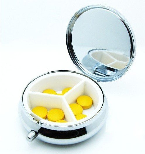 Free Shipping 50pcs Metal Pill boxes DIY Medicine Organizer container silve