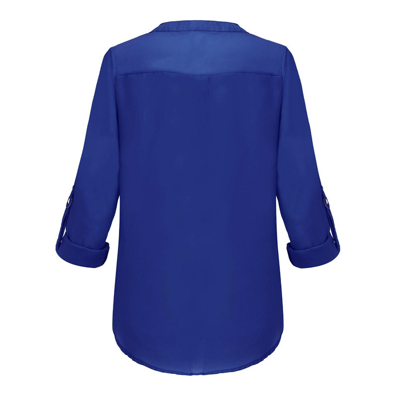 Zanzea 2018 Spring Women V Neck Chiffon Blouse Tops Fashion OL Style Fold Long Sleeve Casual Gray Blouses Plus Size Blusas Shirt aeProduct.getSubject()