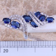 Captivating Blue White Topaz 925 Sterling Silver Ring For Women Size 4 5 6 7 8