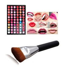 Free Shipping 66 Colors Makeup Cosmetic Lip Gloss Lipstick Palette 163 Flat Contour Brush K5BO