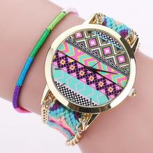 New Hot Fashion Casual Aztec Dial Handmade Braided Colorful GENEVA Women Friendship Quartz Watches 2016 Gift BW1818
