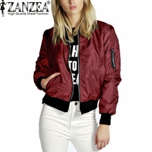 ZANZEA 2016 Spring Autumn Women Thin Jacket Tops Celeb Bomber Long Sleeve Coat Casual Stand Collar Slim Fit Outerwear Plus Size