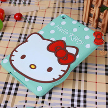 For iPad Mini 1 2 Smartphone Accessory 3D Cute Hello Kitty Case with Bowknot for iPad