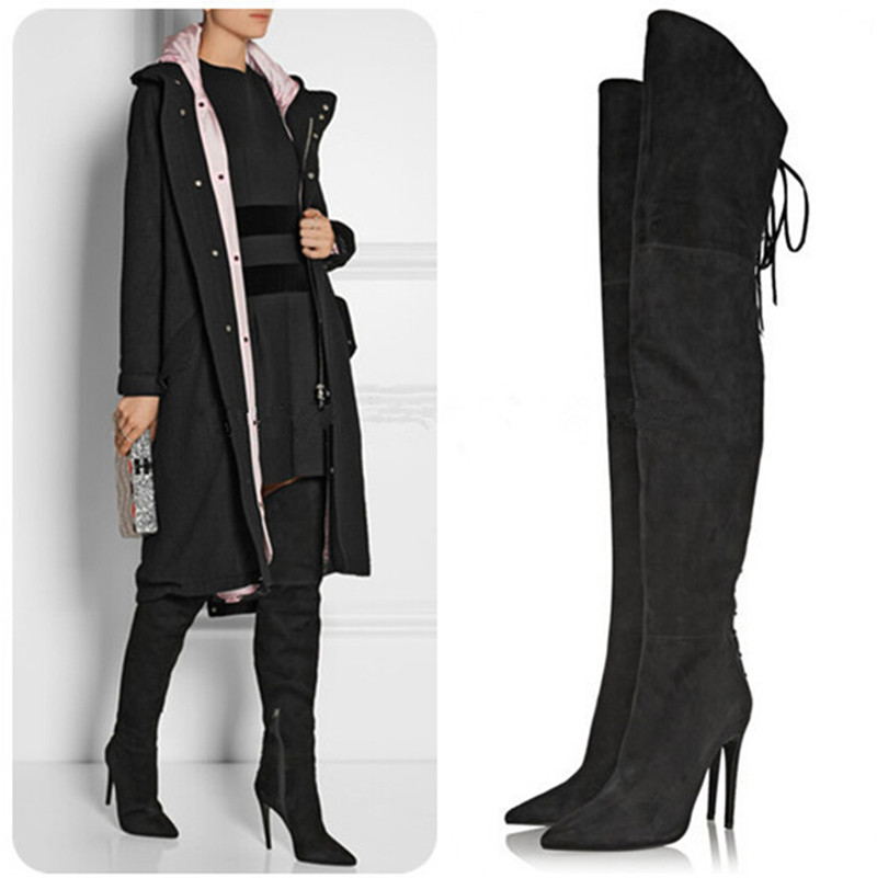 -Knee-High-Boots-2015-Lace-Up-Shoes-Woman-Pointed-Toe-Thin-High-Heels ... -Knee-High-Boots-2015-Lace-Up-Shoes-Woman-Pointed-Toe-Thin-High-Heels ...
