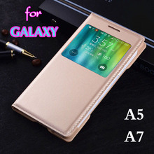 Slim Smart Touch View Sleep Wake Function Original Flip Cover Leather Case For Samsung Galaxy A5 A500 A500F A500H A500S A7 A700