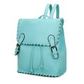 Candy Color Fashion PU Backpack Korean Trend Casual Preppy Style Knitting Edge Belt Buckle Ornament Desigenr