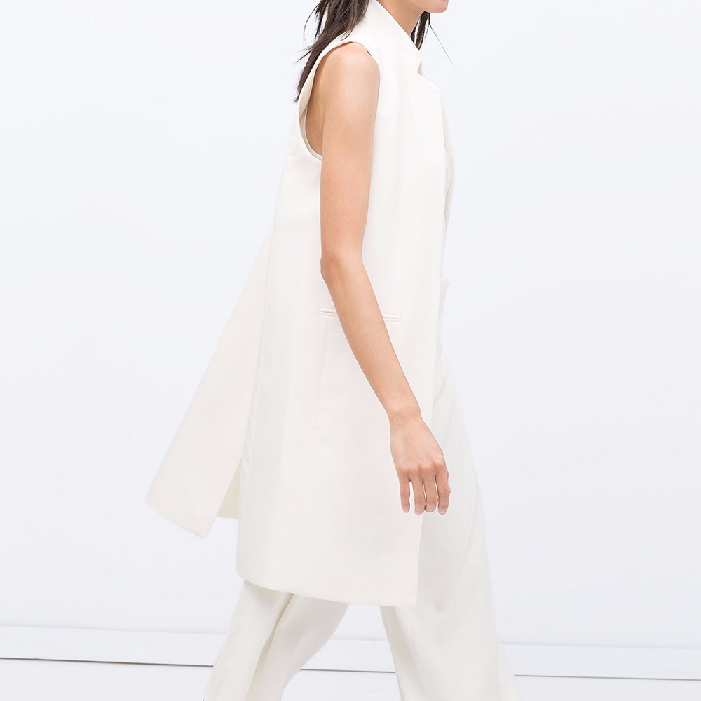 VESTLINDA Long Vest Back Split Outwear Waistcoats Women White Black Jacket Coat Sleeveless Cardigan Pocket Blazer Vest Femme Top 10