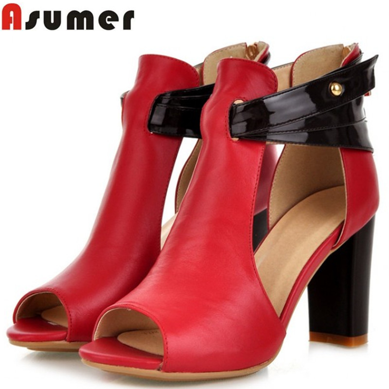 Free shipping 2014 NEW real genuine leather high heel shoes fashion peep toe footwear women sexy casual pumps sandals