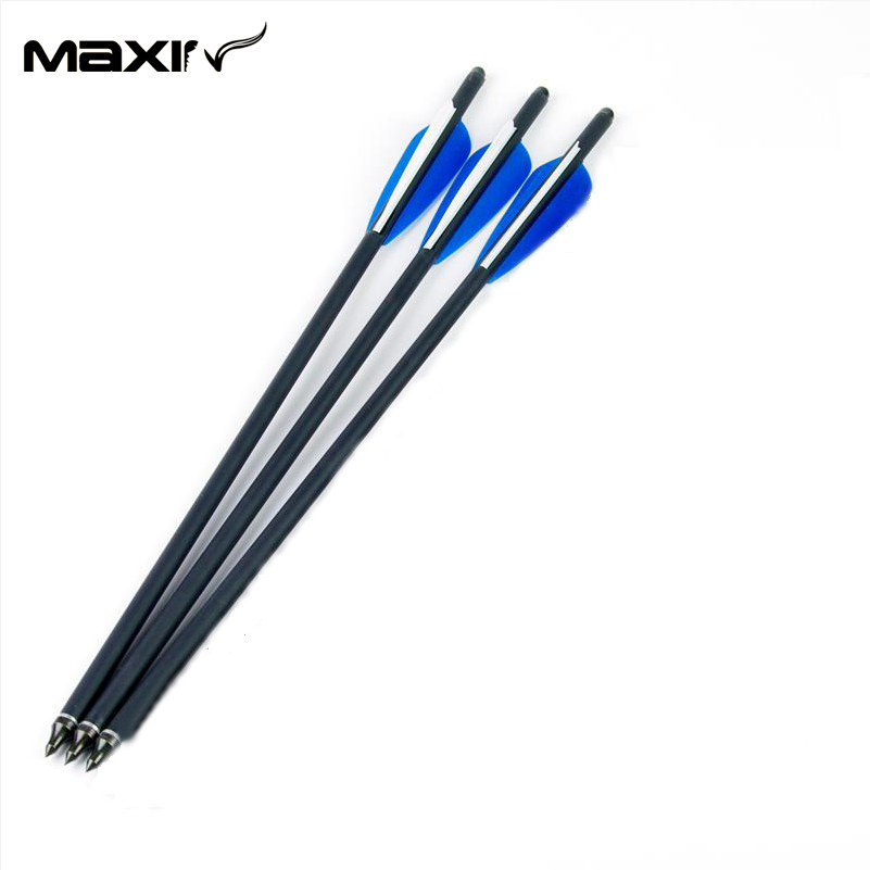 8 8mm Arrows Carbon For Compound Bow 20 Spine 400 with Blue Turkey Feather 3pcs lot