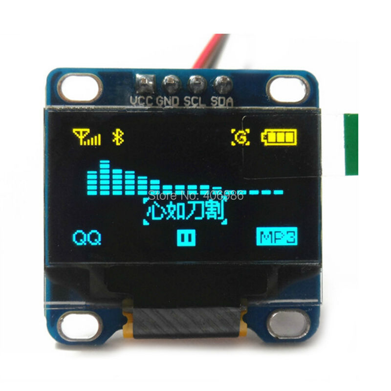 0 96 Inch Yellow and Blue I2C IIC OLED LCD Module Serial 128X64 LED Display for